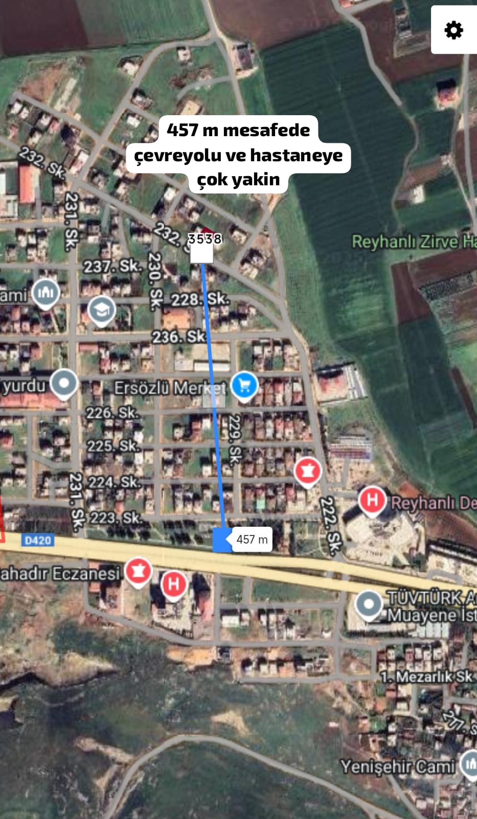 Villalik Satılık Arsa Yüksek getirili kaçırılmayacak fırsat 535 M² - HATAY REYHANLI fotoğraf 3